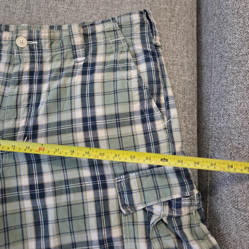 VTG Polo Jeans Company Ralph Lauren Green & Blue Plaid Cargo Shorts 40x11